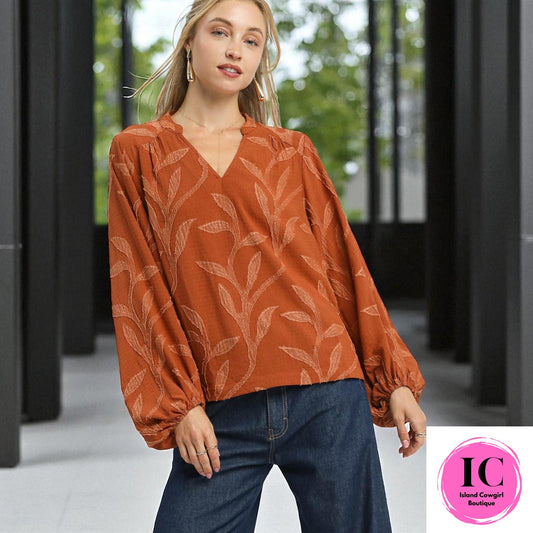 Believe What You See Rust Blouse