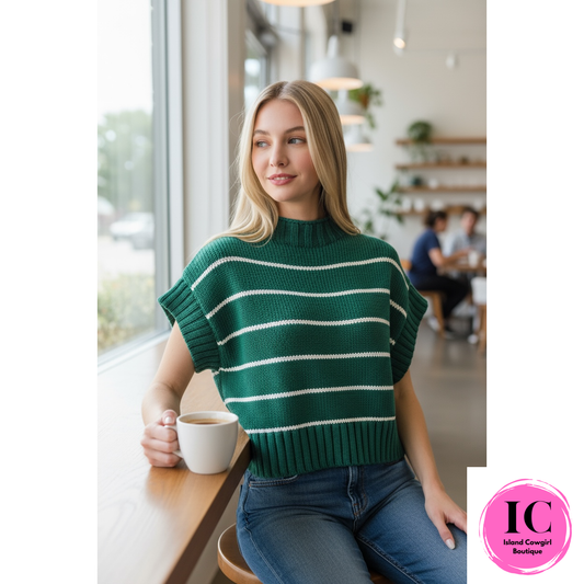Lucky You Green Cropped Sweater