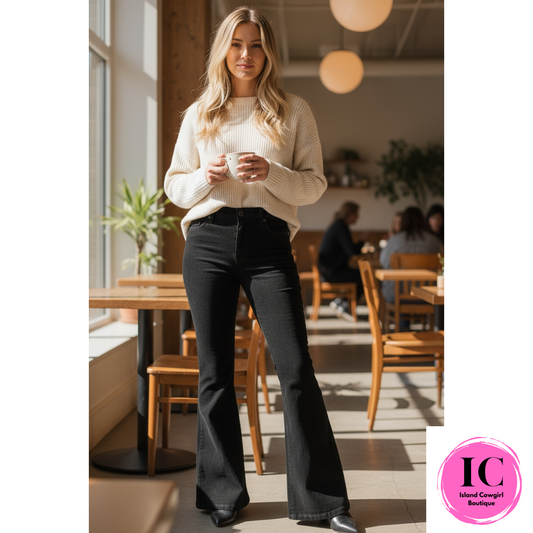 Going Out Black Faux Leather Bootcut Pants