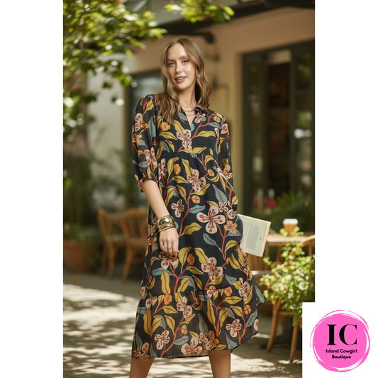 I'll Be Seeing You Black Floral Maxi Dress