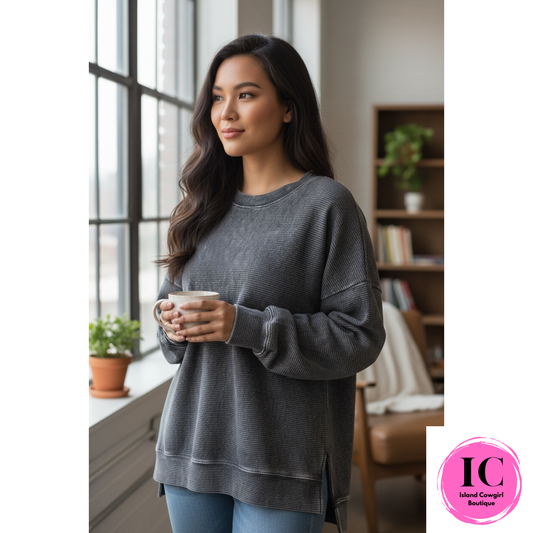 Everyday Every Way Black Acid Wash Sweatshirt