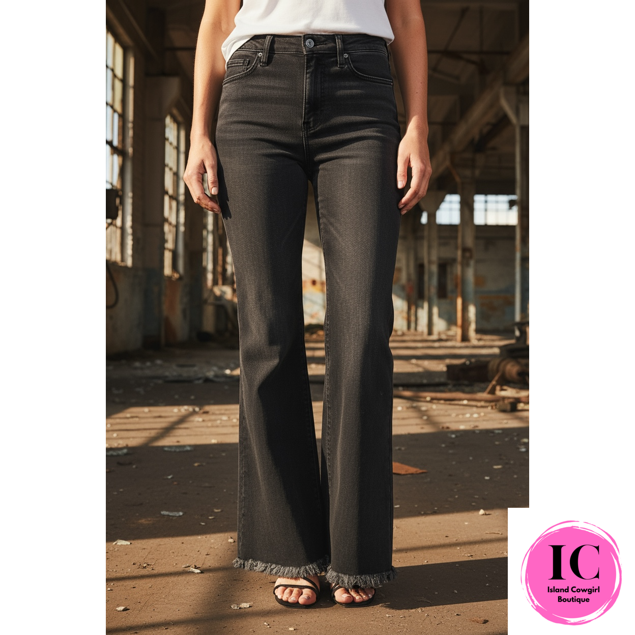 Going Strong Black Bell Bottom Jeans