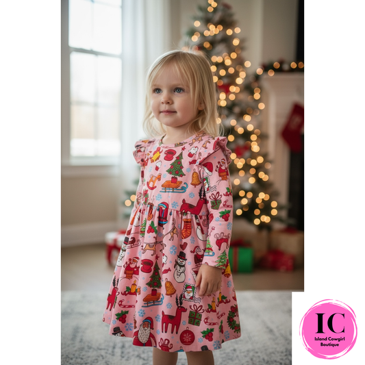 Holly Jolly Pink Toddler Dress