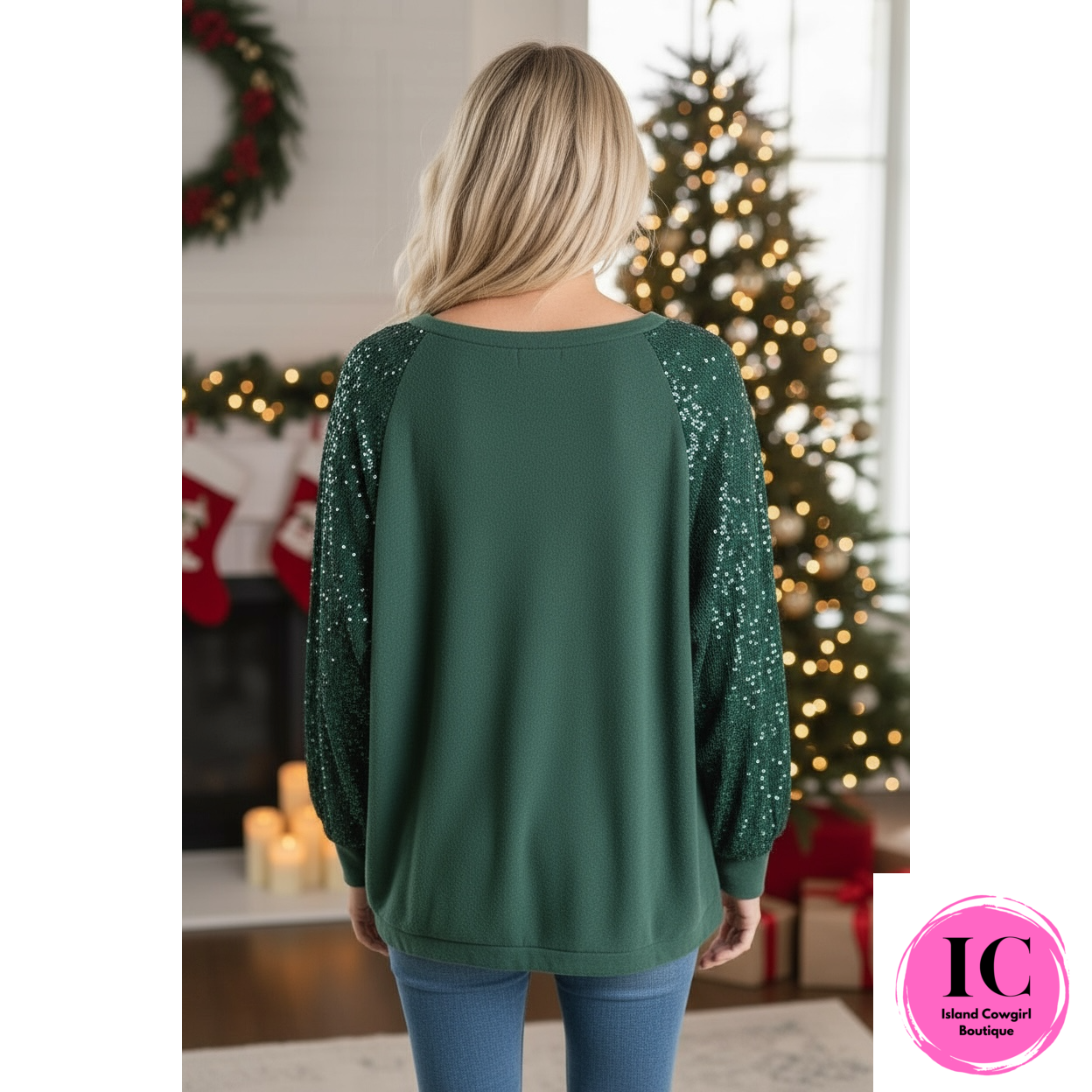 Under The Lights Emerald Sequin Blouse