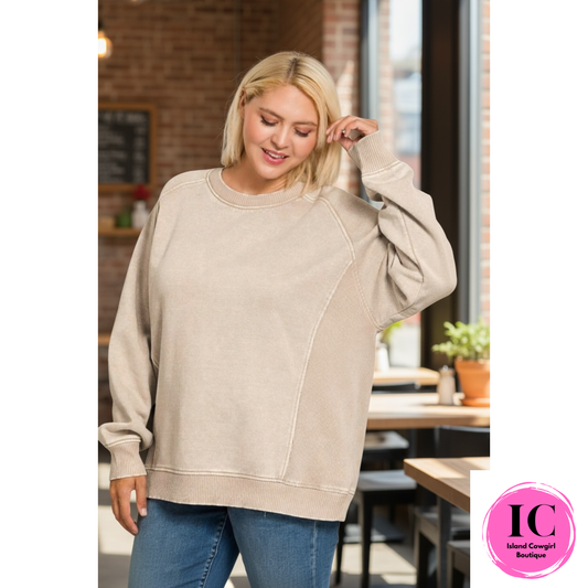 Get Together Mocha Acid Wash Sweatshirt