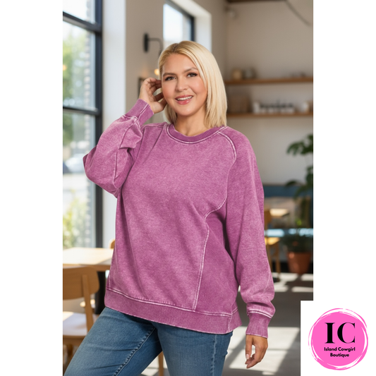 Get Together Plum Acid Wash Sweatshirt