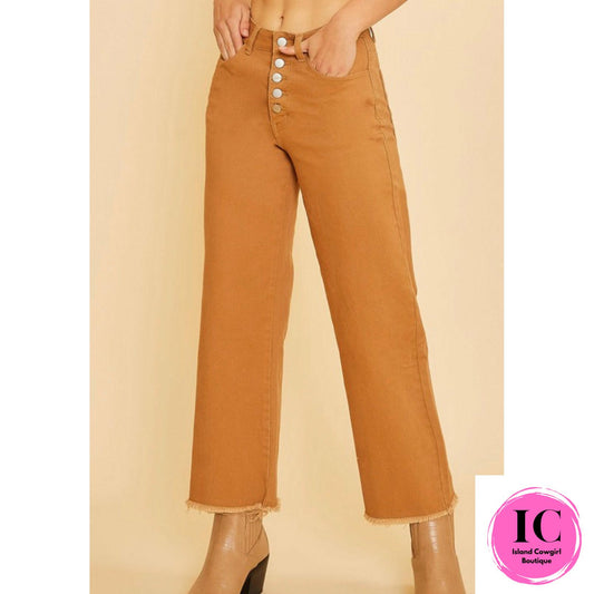 All You Could Want Caramel Wide Leg Jeans