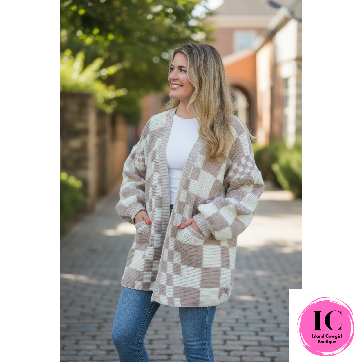 Flora Checkered Cardigan