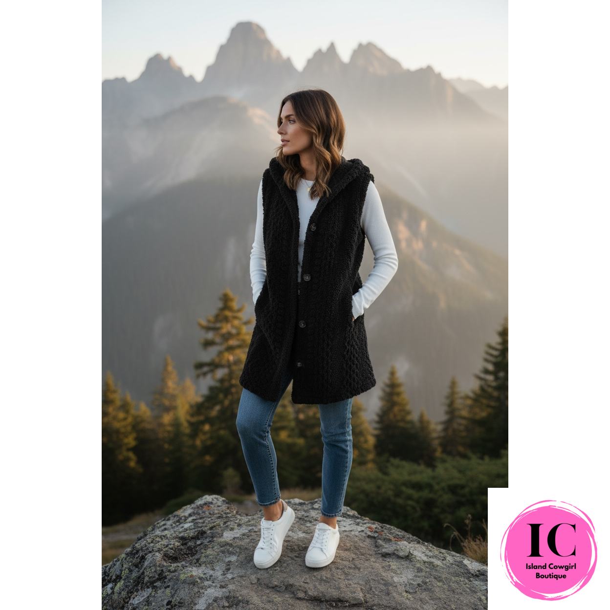 Crazy For You Black Plush Vest