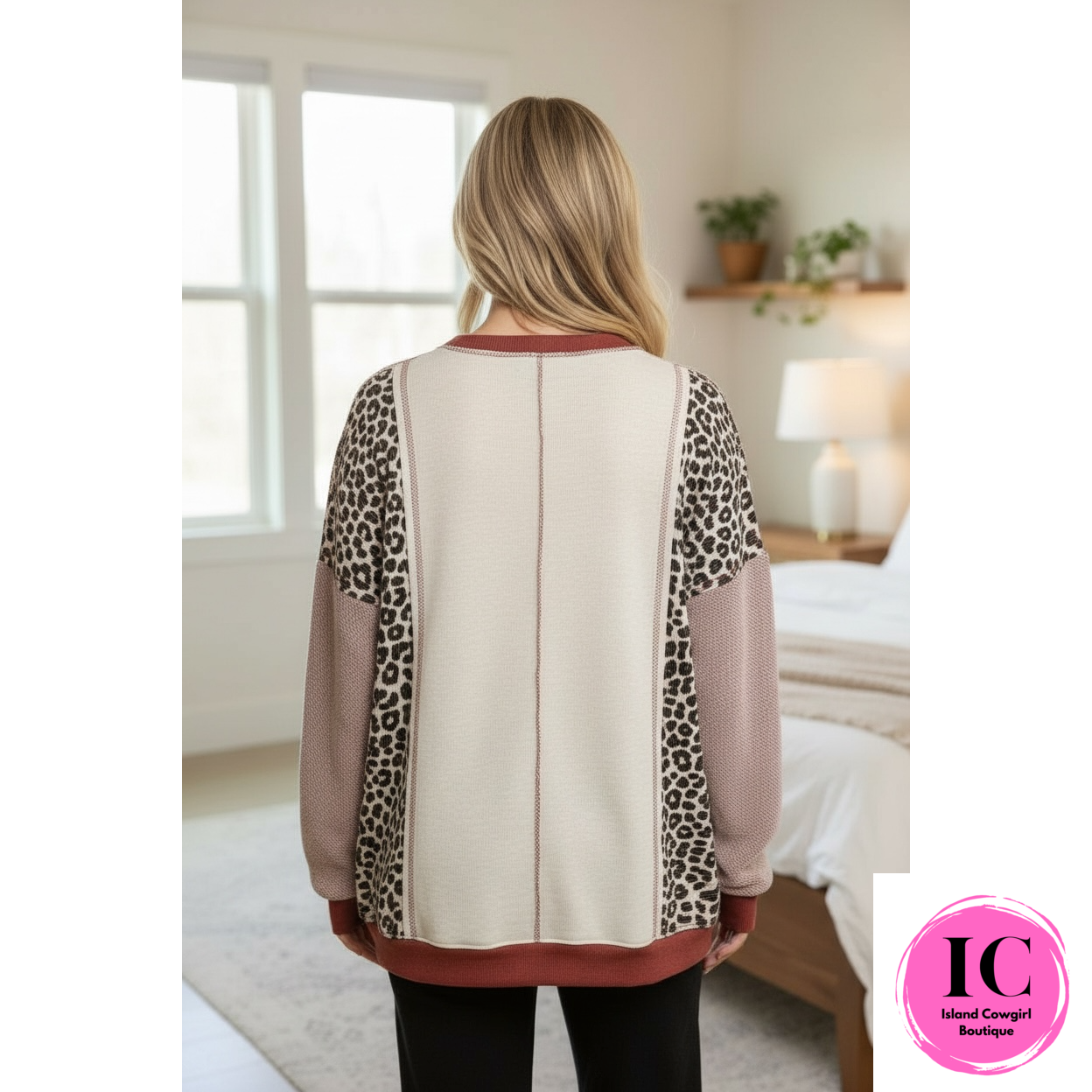 Keep It Cozy Leopard Color Block Tunic