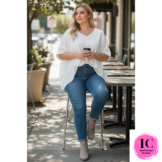 Curvy Girl Look At You Cream Blouse