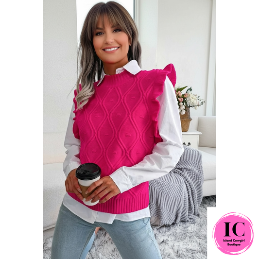 In Your Love Hot Pink Sweater Vest