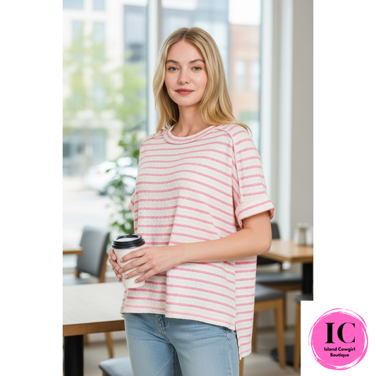 Life With You Pink Textured Top