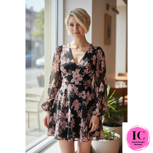 Daily Charm Black Floral Dress