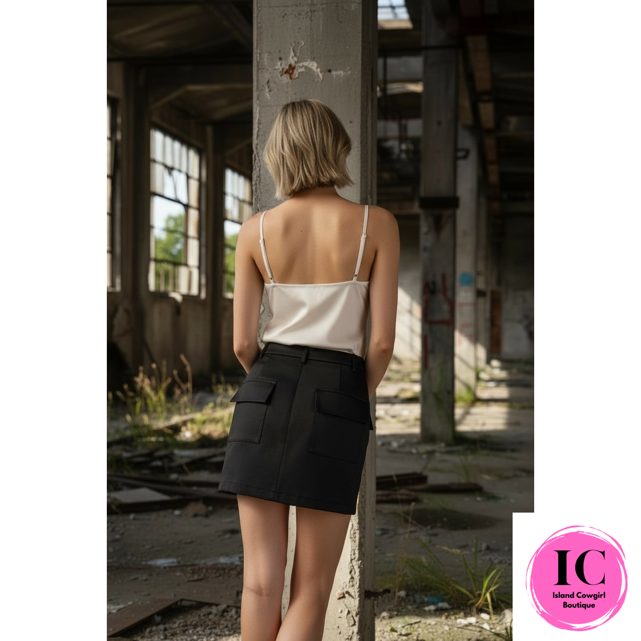 A Moment Of Time Black Satin Mini Skirt