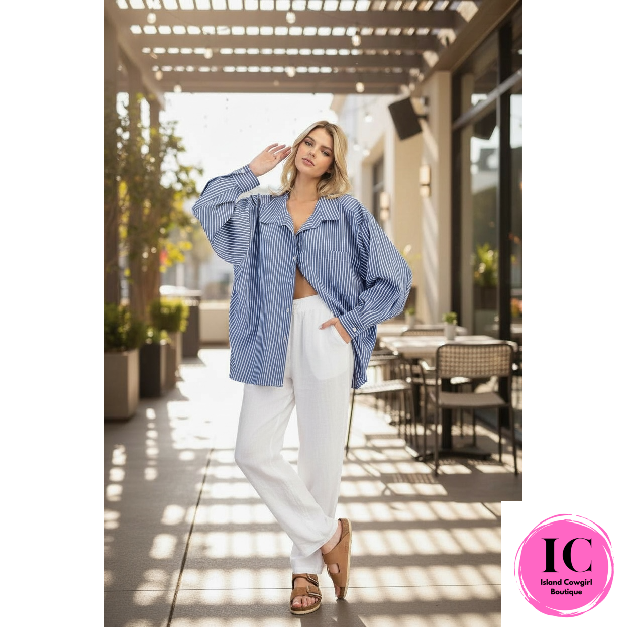 Back To Work Blue Stripe Blouse