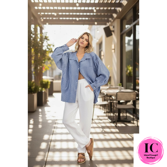 Back To Work Blue Stripe Blouse