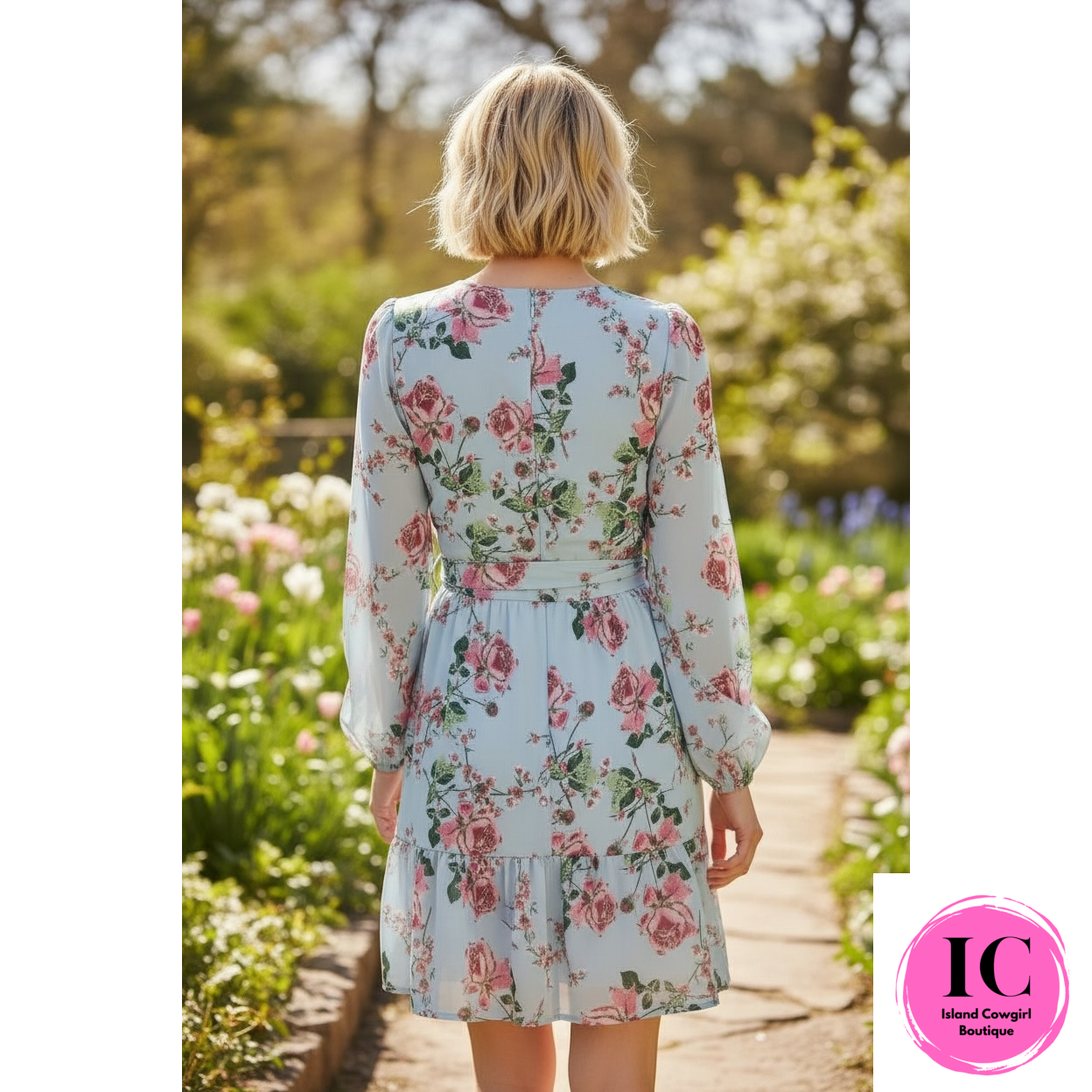 Until I Found You Blue Floral Dress