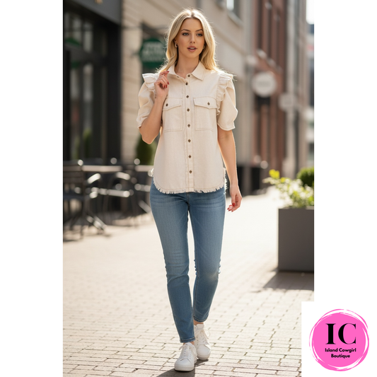 You'll See Oatmeal Linen Blouse