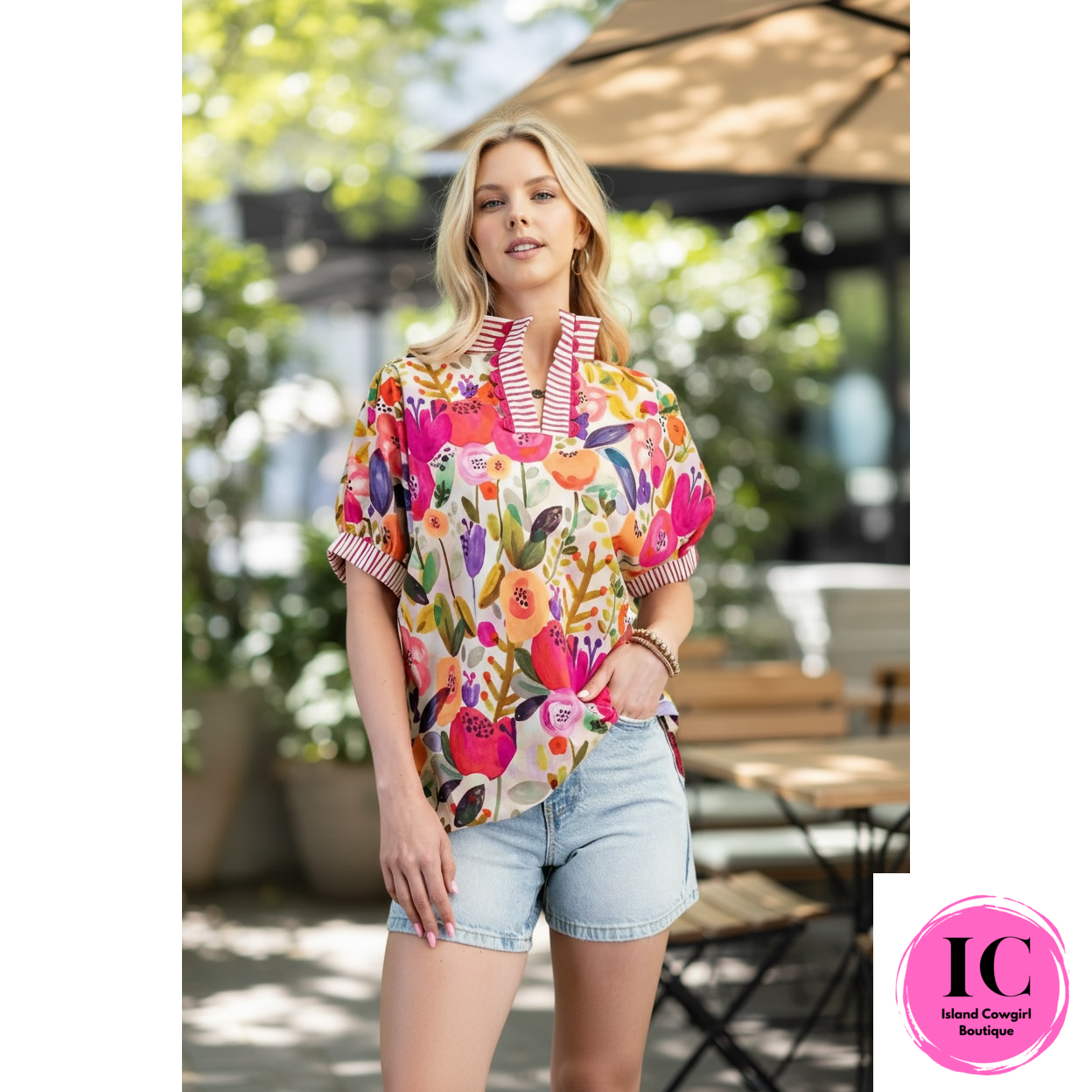 Let's Be Clear Pink Floral Blouse