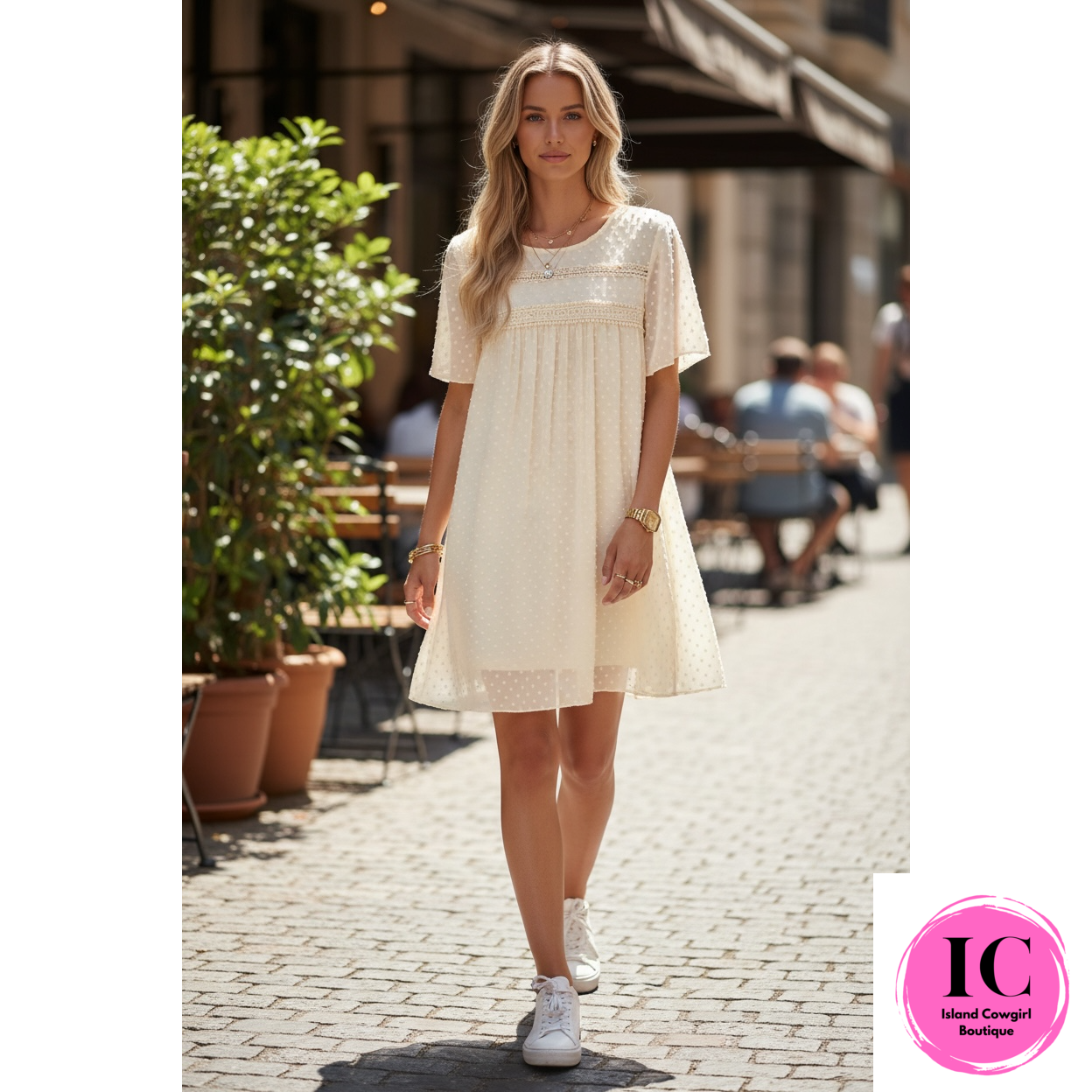 All On You Ivory White Swiss Dot Dress