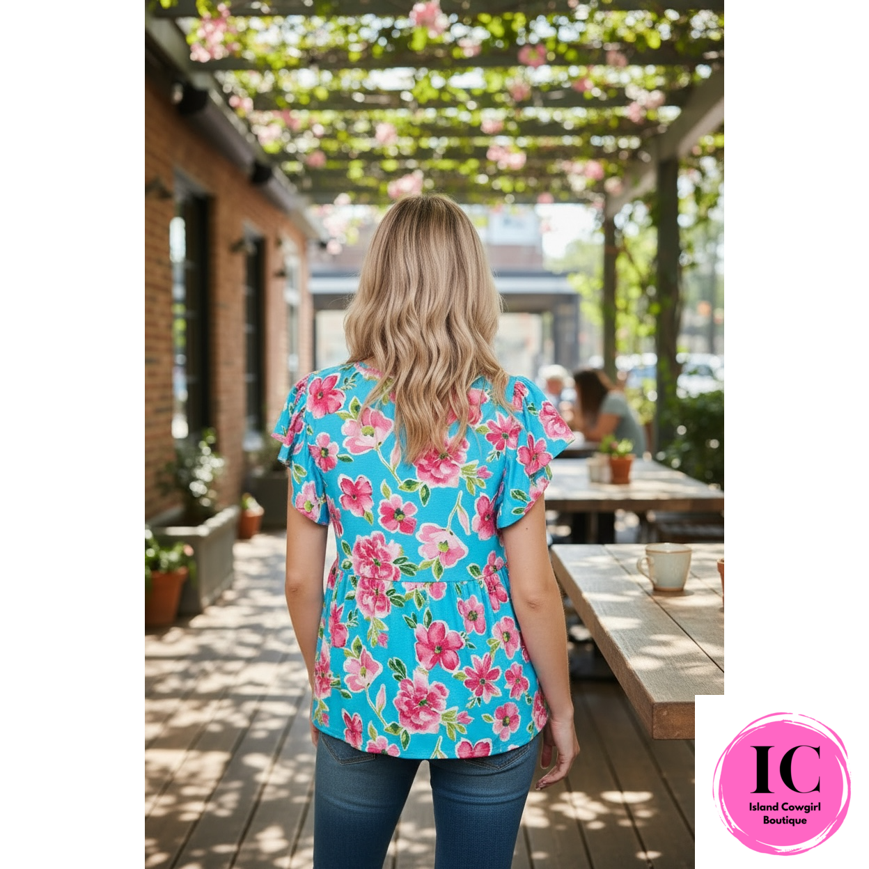 Sweet Nature Blue Floral Babydoll Top