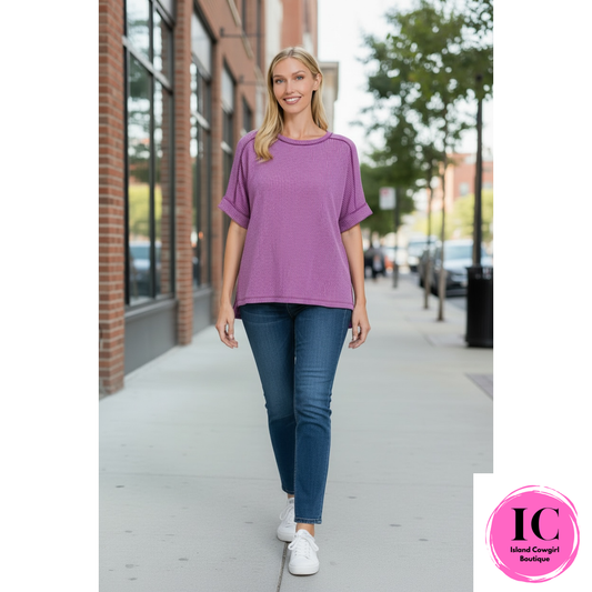 Curvy Girl The Good Mood Ribbed Top