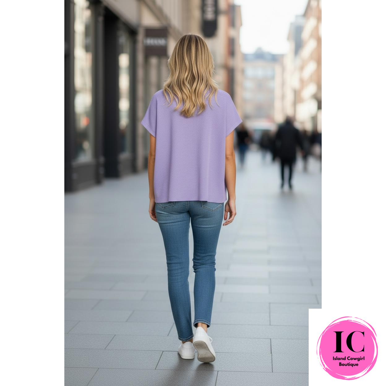 Mock Neck Short Sleeve Boxy Sweater/Lavender