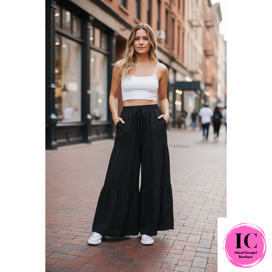 On My Heart Black Wide Leg Pants