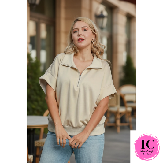 Curvy Girl Busy Schedule Cream Top