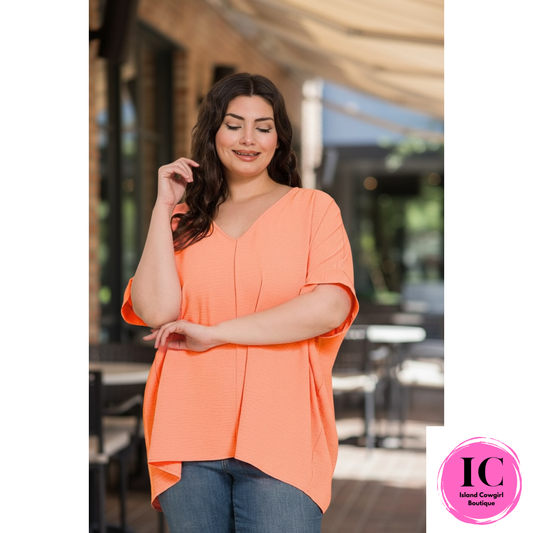 Curvy Girl Look At You Coral Blouse
