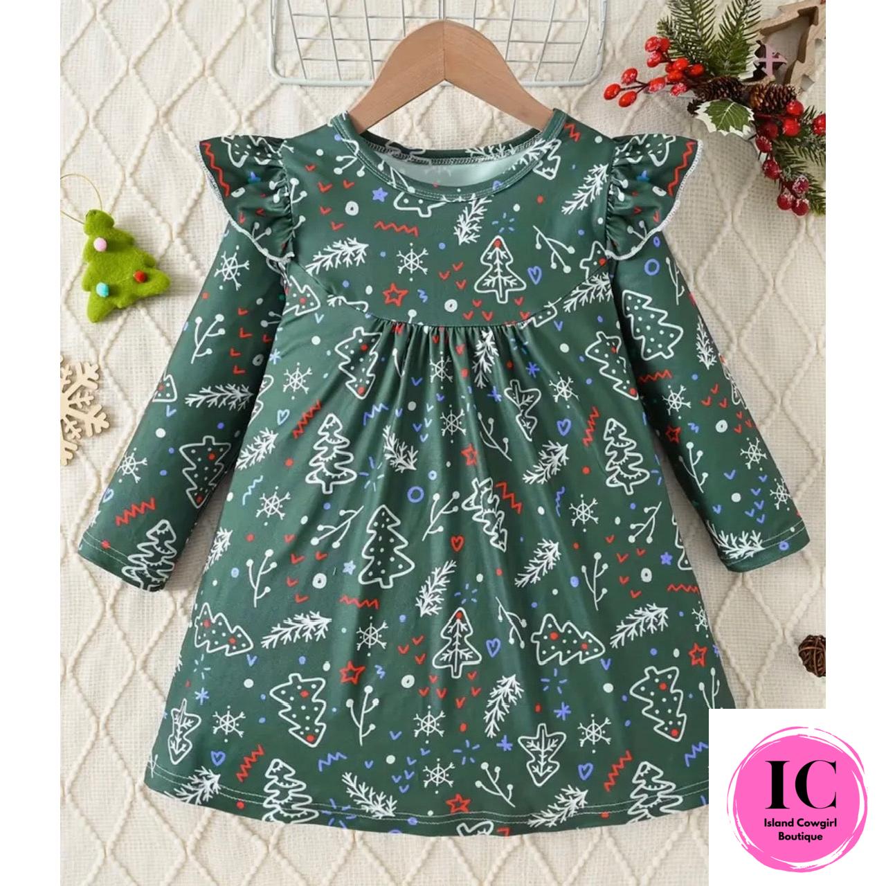 Green Holly Toddler Dress