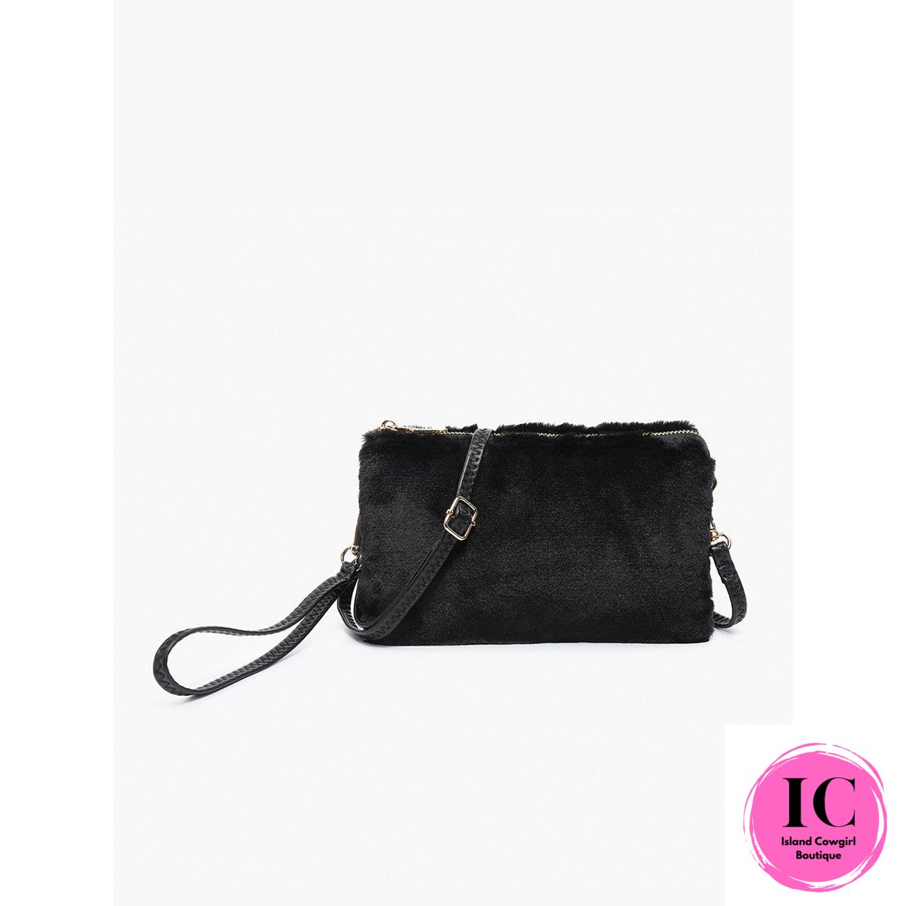 Riley Fur 3 Compartment Crossbody/Wristlet