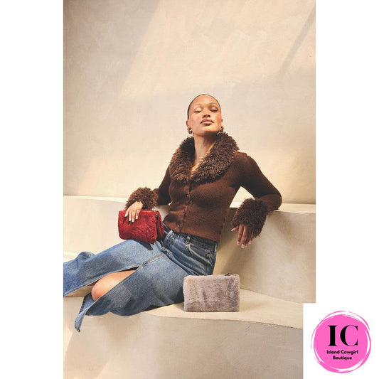 Riley Fur 3 Compartment Crossbody/Wristlet