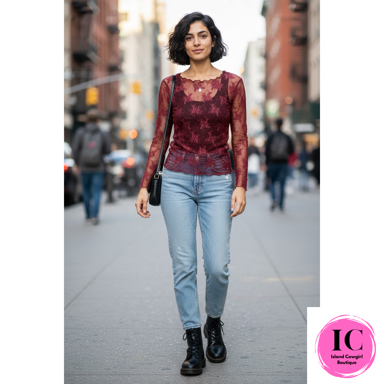 Midnight Elegance Burgundy Sheer Top