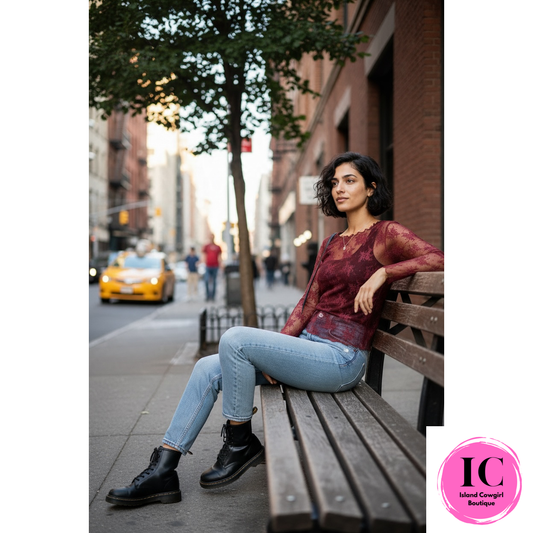 Midnight Elegance Burgundy Sheer Top