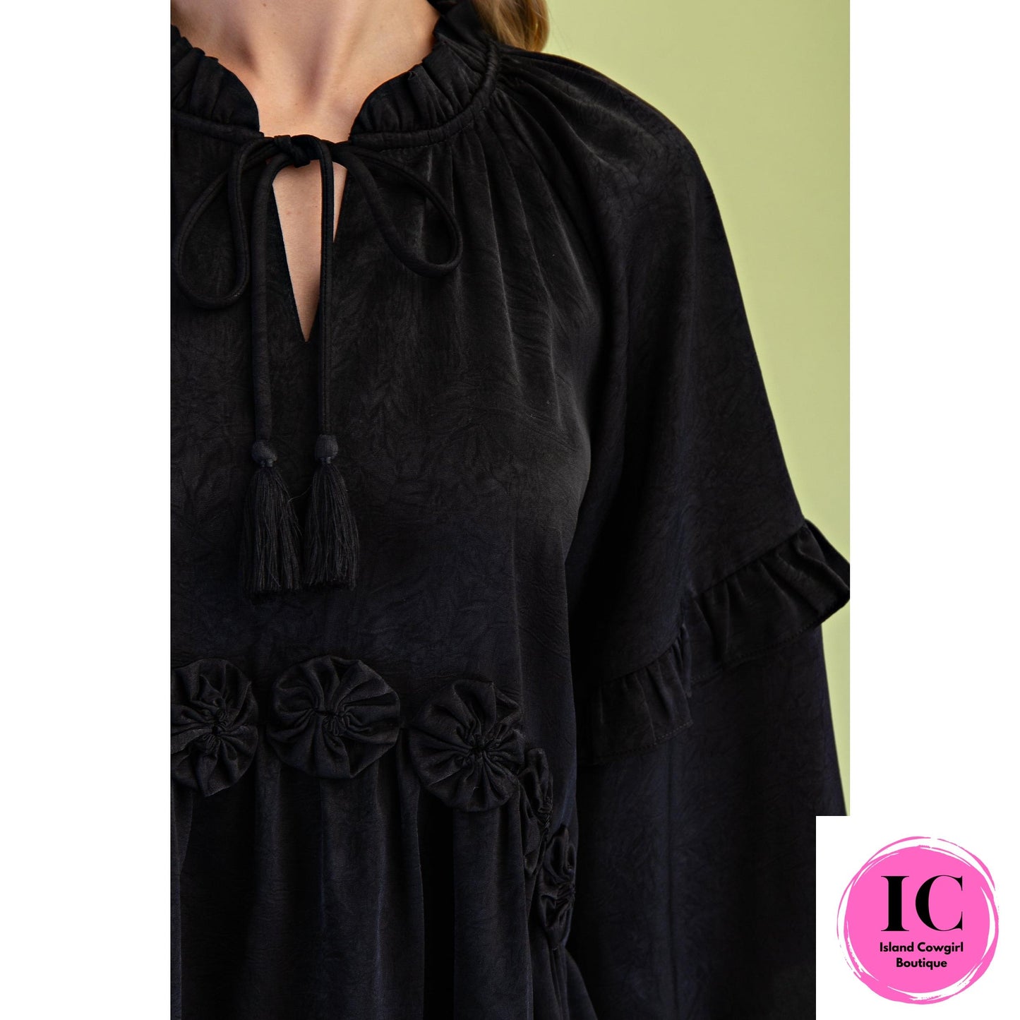 What A Vision Black Ruffled Dress
