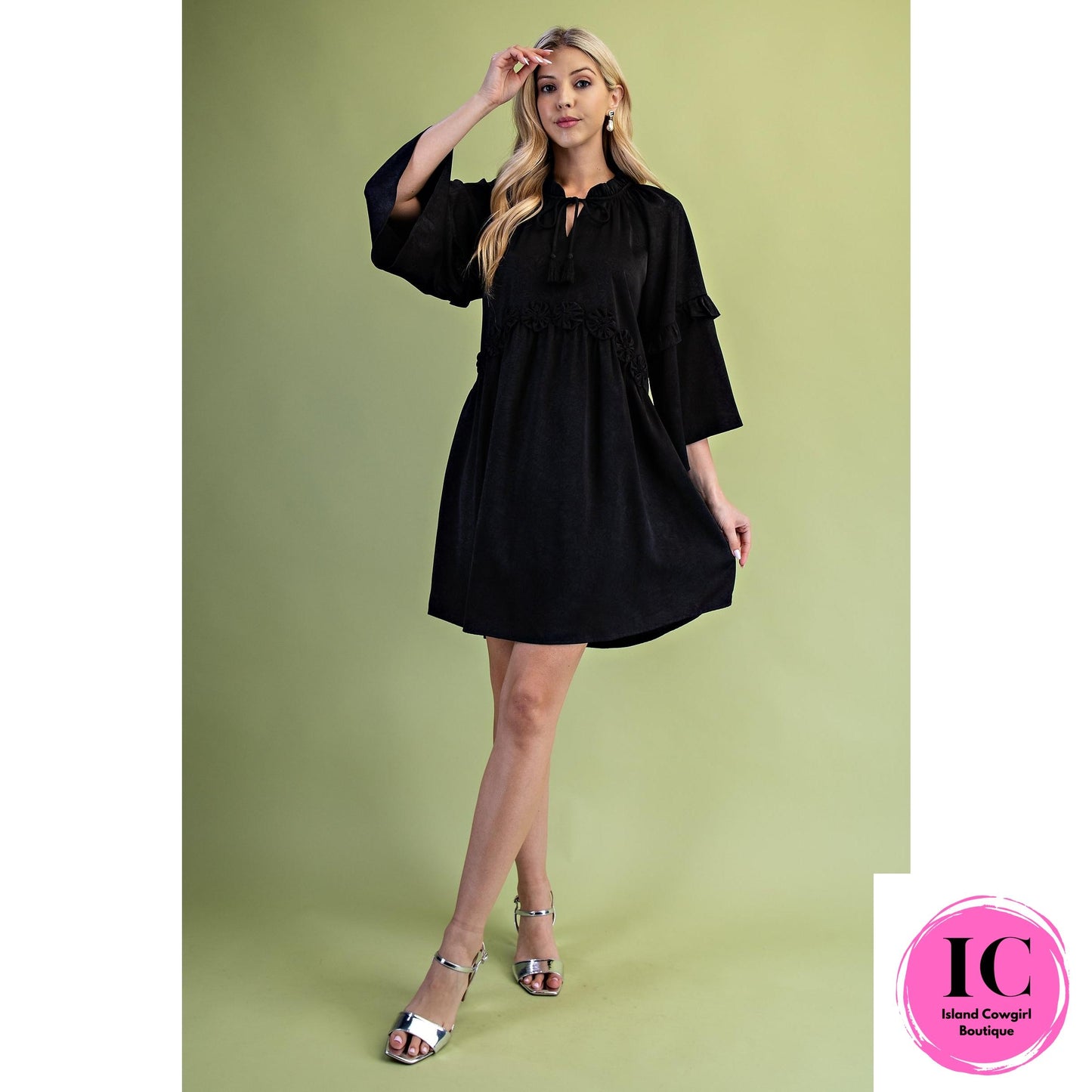 What A Vision Black Ruffled Dress