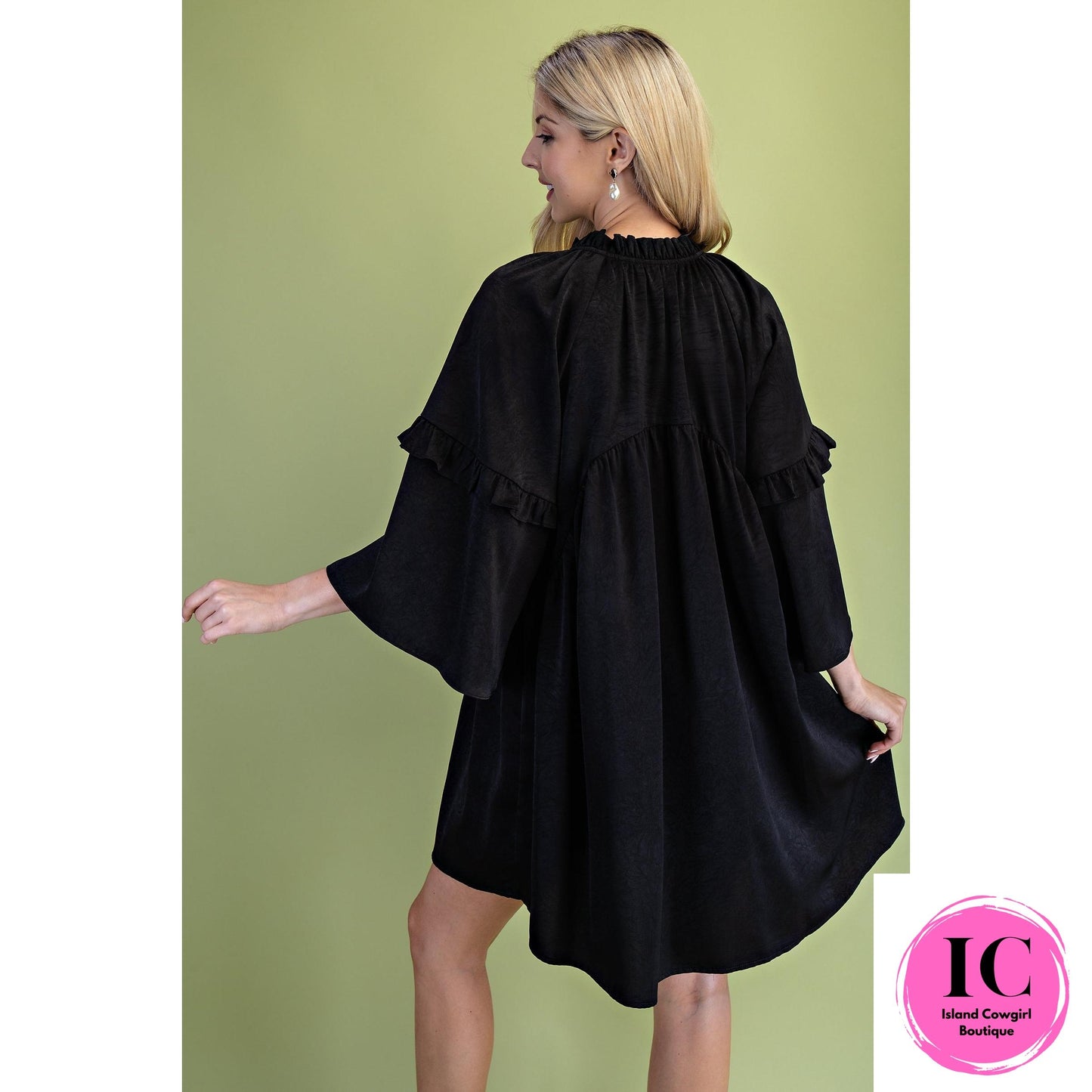 What A Vision Black Ruffled Dress