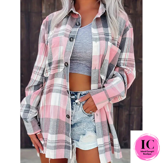 All About You Pink Button Down Shacket