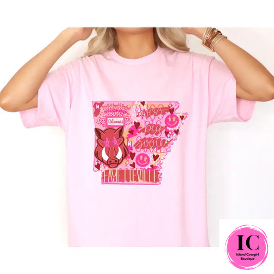 Preppy Razorbacks Football Graphic Tee
