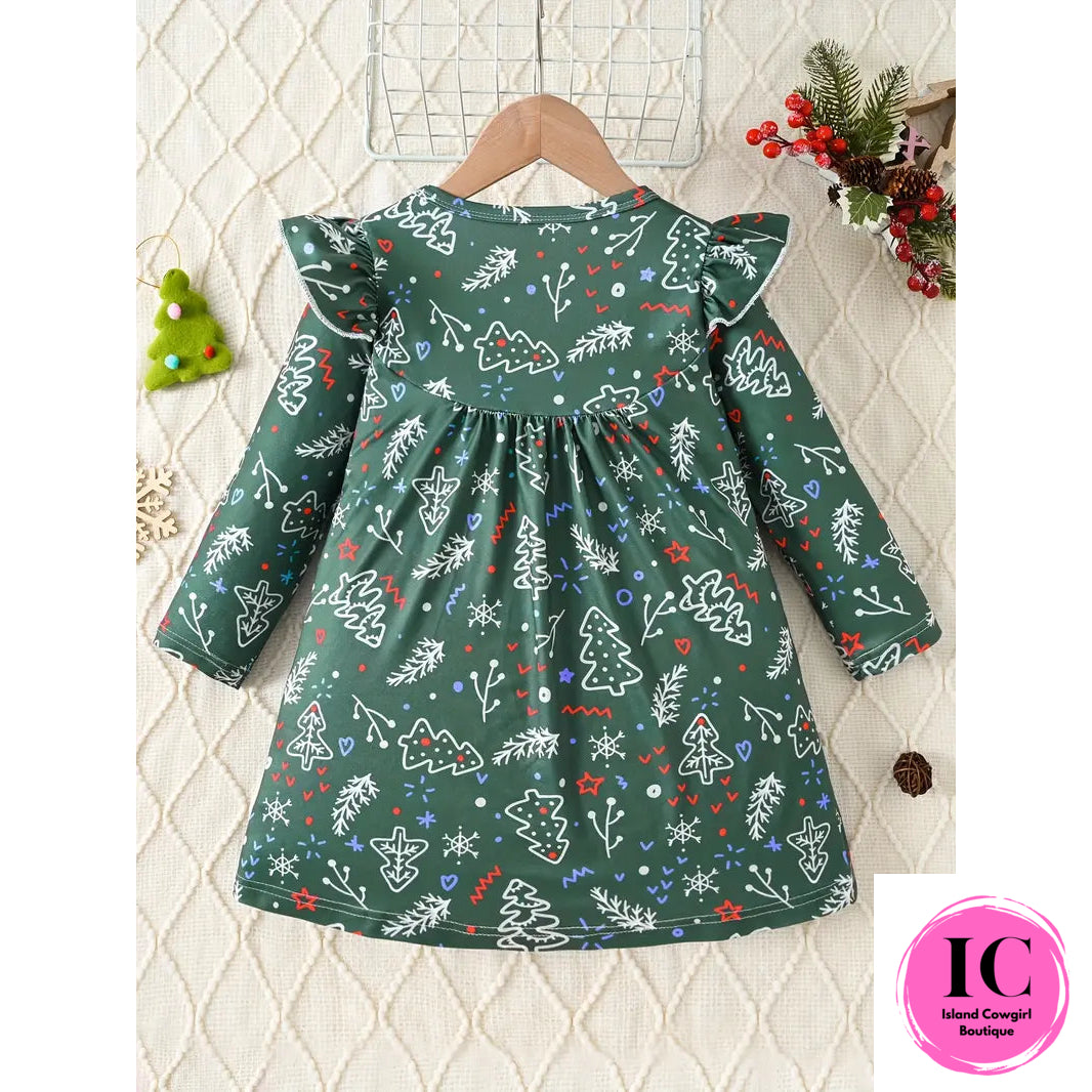 Green Holly Toddler Dress