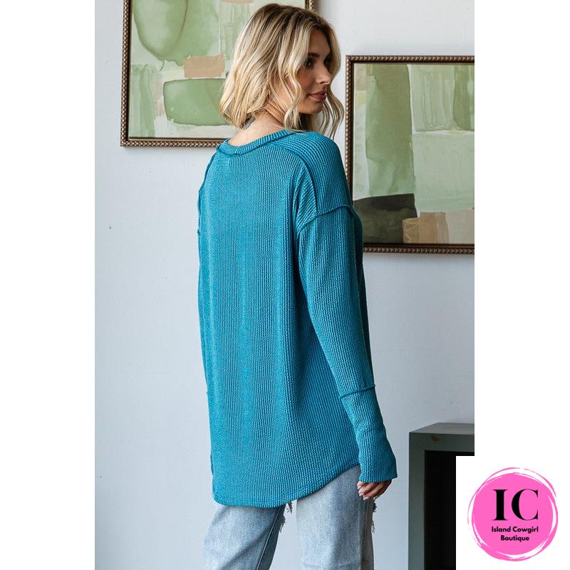 Get Together Teal Ribbed Top