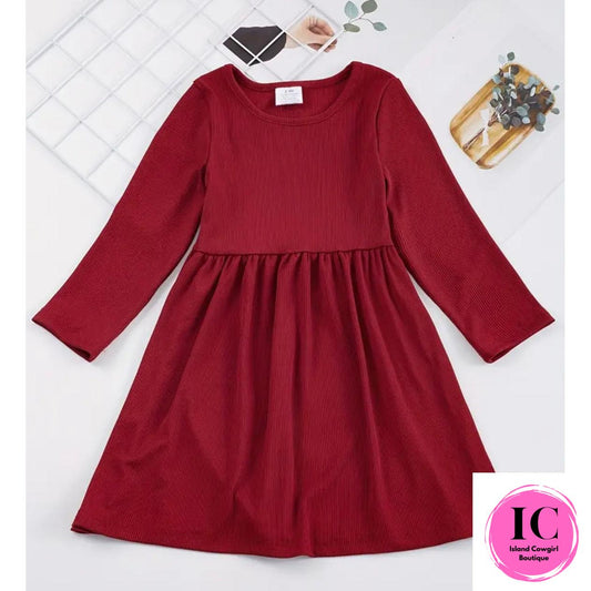 Burgundy Ruffle Twirl Toddler Dress