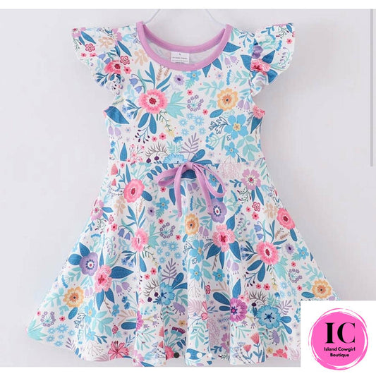 Summer Floral Ruffle Toddler Dress