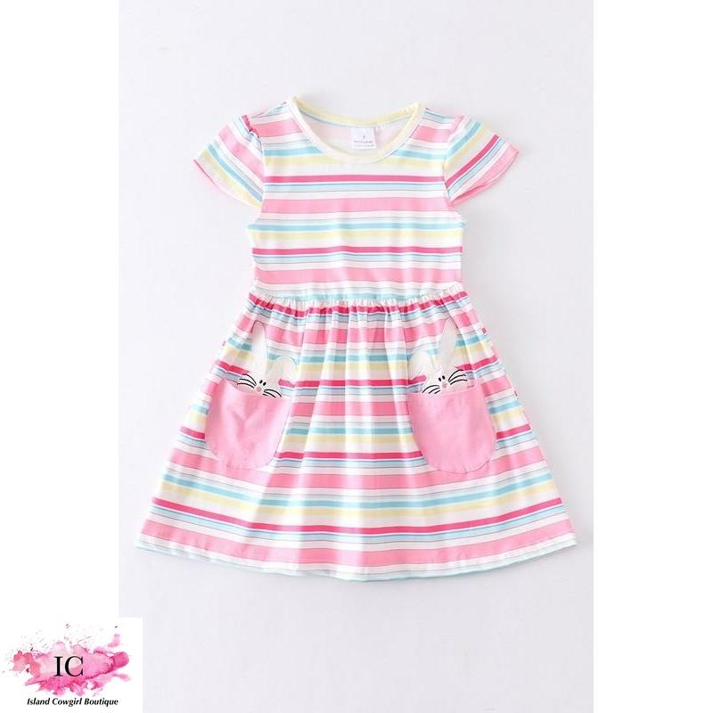 Pink Striped Bunny Dress - Island Cowgirl Boutique