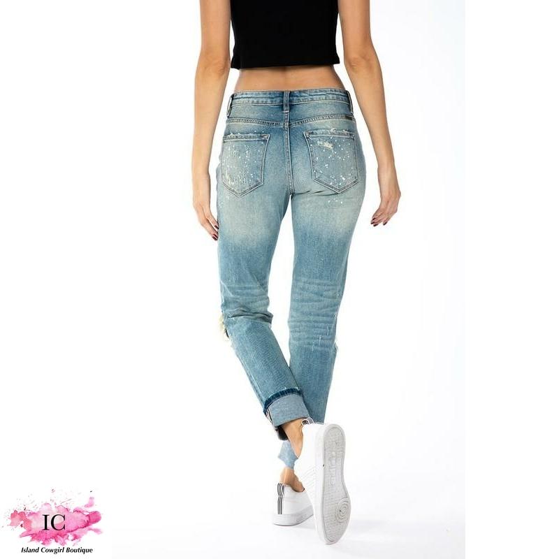 *High Rise Knee Ripped Boyfriend Jeans - Island Cowgirl Boutique