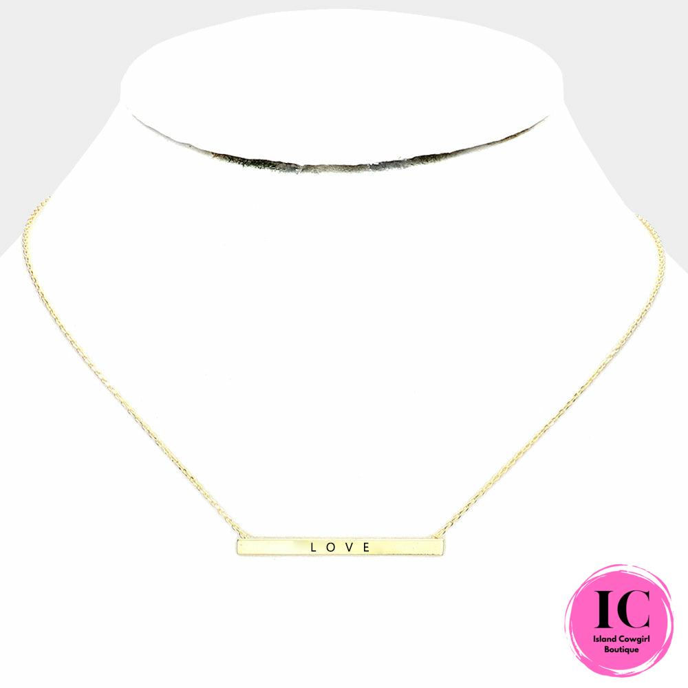 "Love" Gold Bar Necklace - Island Cowgirl Boutique