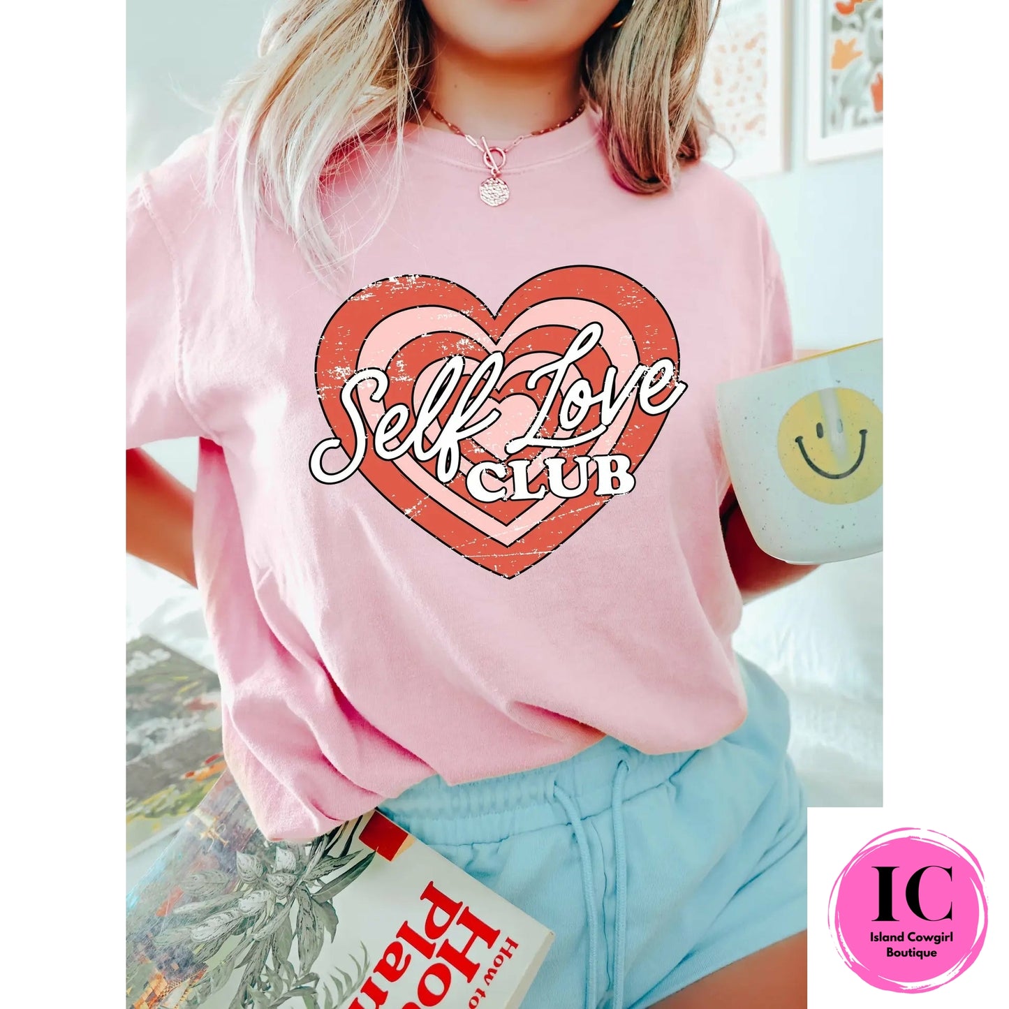 Self Love Graphic tee, Graphic tee, Valentines Graphic tee, Red and pink graphic tee, self love club heart graphic tee