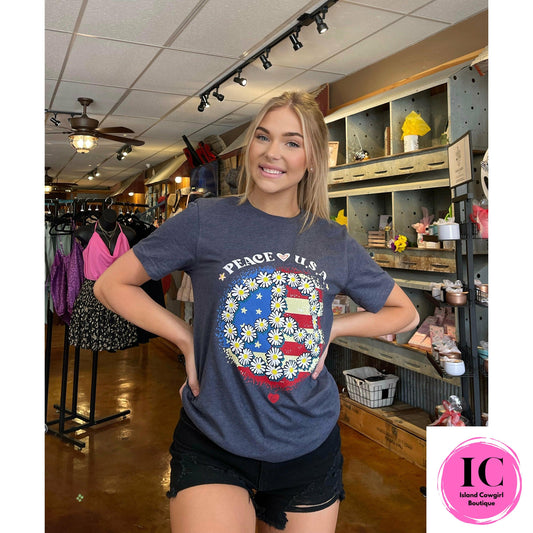 Peace USA Graphic Tee - Island Cowgirl Boutique